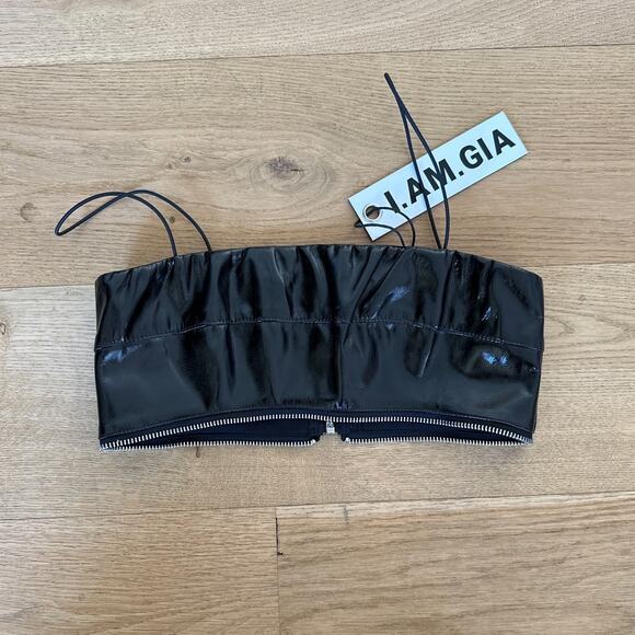 I.AM.GIA - Isla PU Crop Top in Black - Picture 1 of 3